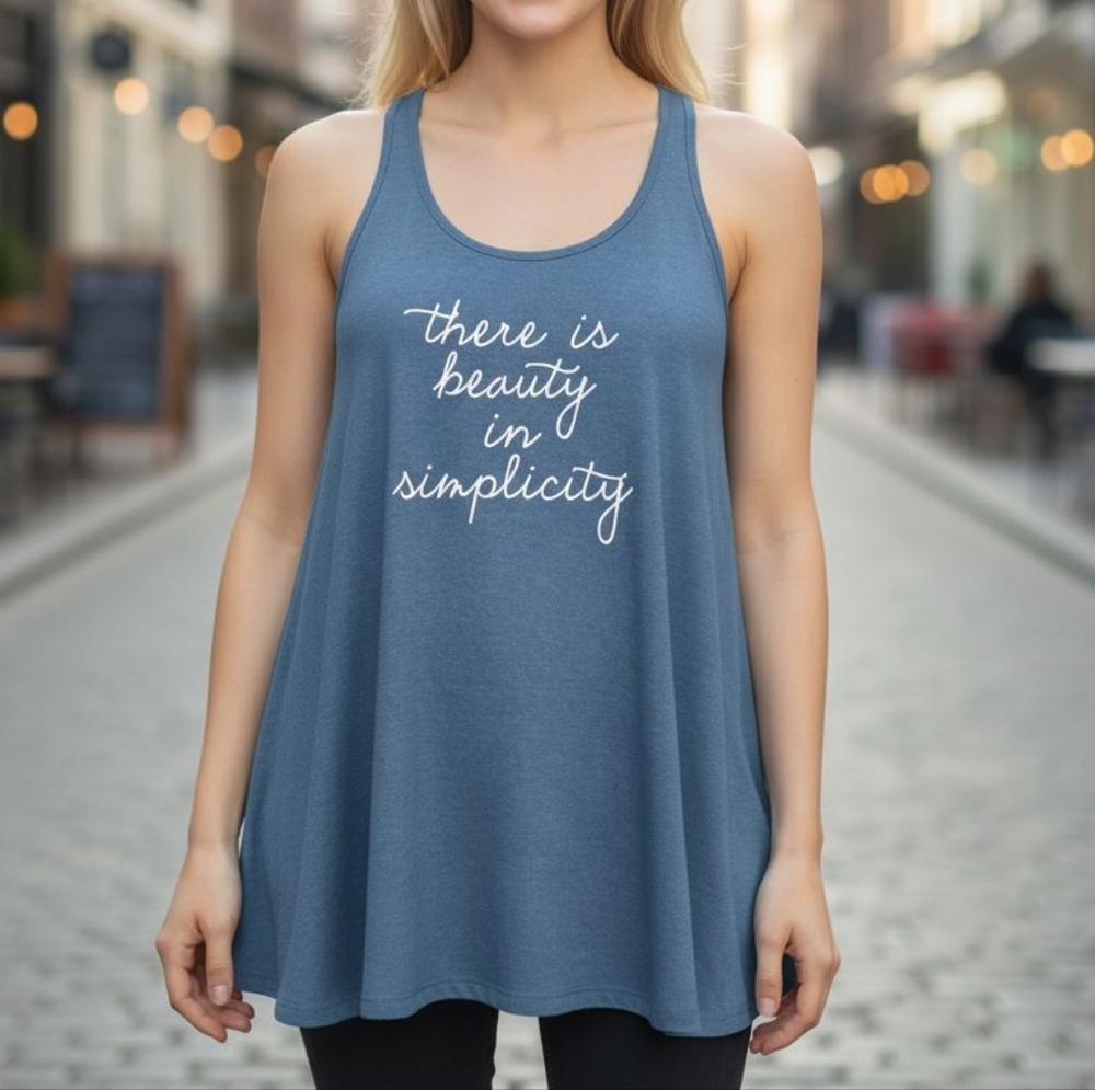 La Vie en Rose There Is Beauty In Simplicity Large Tank Top Blue Racerback Shirt